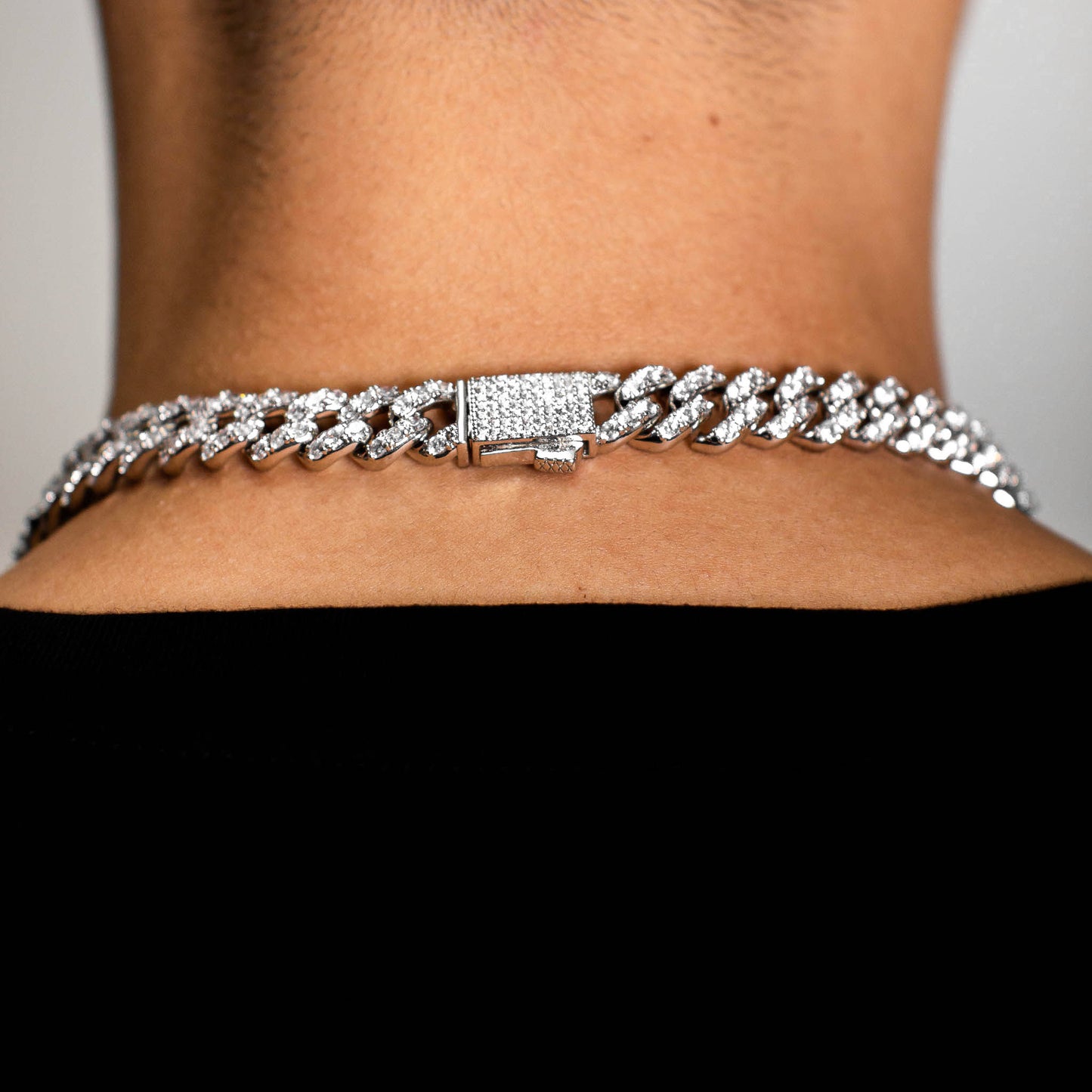 10mm Iced Cuban Link Chain - White Gold