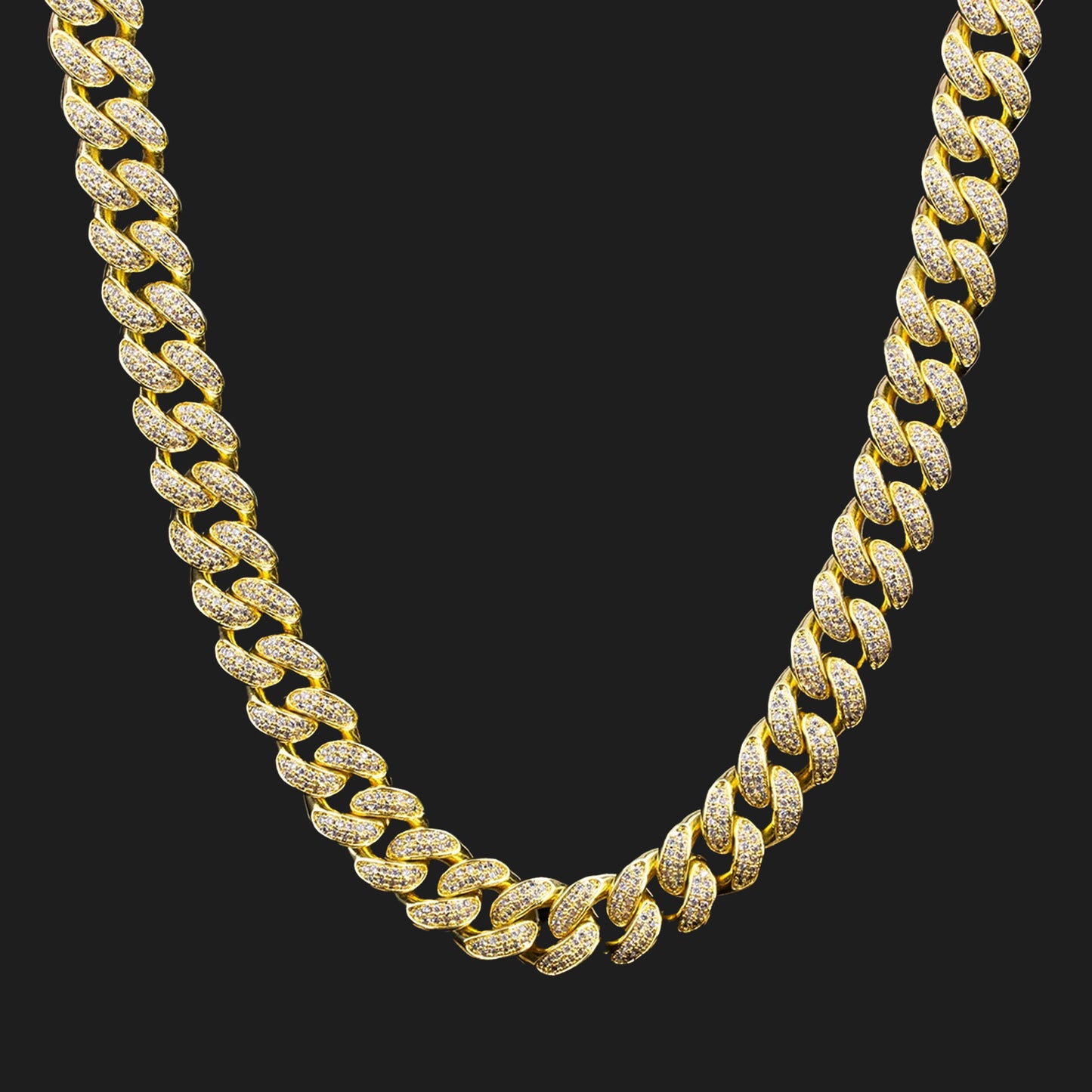 10mm Iced Cuban Link Chain - 18K Gold