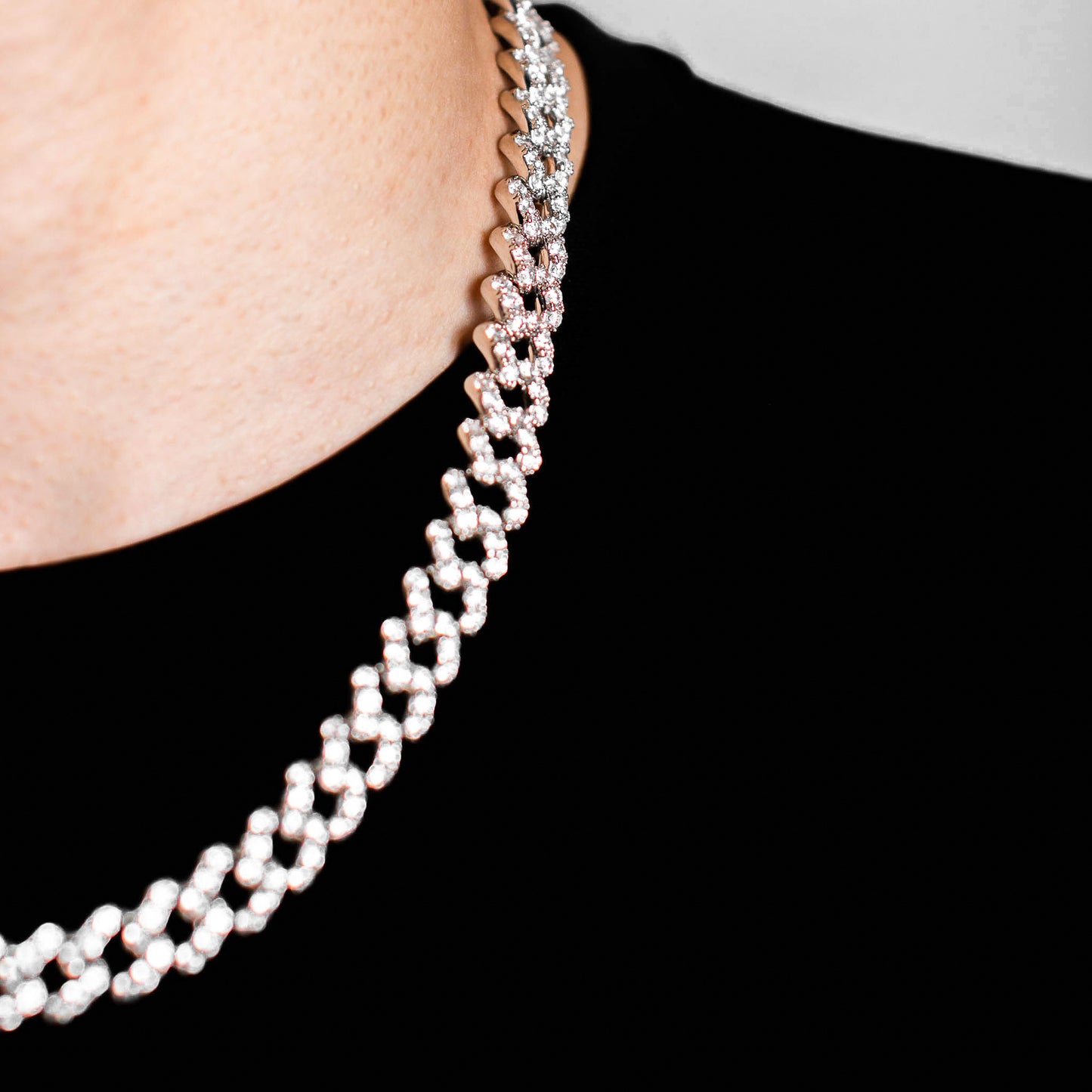 10mm Iced Cuban Link Chain - White Gold